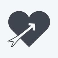 corazón de icono con flecha. adecuado para el símbolo de la boda. estilo de glifo. diseño simple editable. vector de plantilla de diseño. ilustración de símbolo simple
