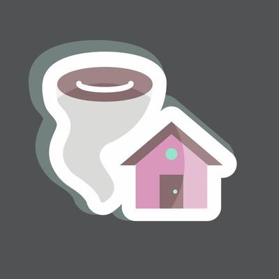Sticker Tornado Hitting House. suitable for disasters symbol. color mate style. simple design editable. design template vector. simple symbol illustration