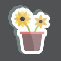 Sticker Flower Pot. suitable for Spring symbol. simple design editable. design template vector. simple symbol illustration vector