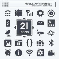 Mobile Apps Icon Set. suitable for Web Interface symbol. glyph style. simple design editable. design template vector. simple symbol illustration