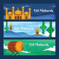 Eid Season Greeting Banner Set Design vector