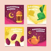 diseño de publicaciones en redes sociales de eid ramadhan vector