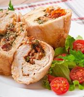 Rolled Chicken with spinach and sun-dried tomatoes photo