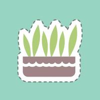 Sticker line cut Grass Pot. suitable for garden symbol. simple design editable. design template vector. simple symbol illustration vector