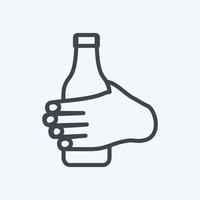 Icon Holding Bottle. suitable for Hand Actions symbol. line style. simple design editable. design template vector. simple symbol illustration vector