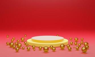Mock-up Display Product Podium, 3D rendering. Abstract scene background. Cylinder podium on pink background. Product presentation, mock up, show cosmetic product, Podium, stage pedestal or platform photo