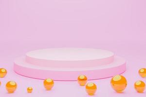 Mock-up Display Product Podium, 3D rendering. Abstract scene background. Cylinder podium on pink background. Product presentation, mock up, show cosmetic product, Podium, stage pedestal or platform photo