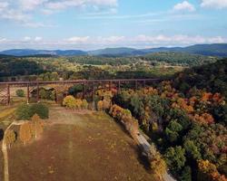 Aerial view of mountains in the fall photo