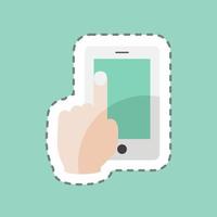 Sticker line cut Using Cell Phone. suitable for Hand Actions symbol. simple design editable. design template vector. simple symbol illustration vector