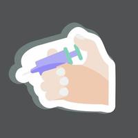 Sticker Holding Injection. suitable for Hand Actions symbol. simple design editable. design template vector. simple symbol illustration vector