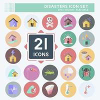 Disasters Icon Set. suitable for nature symbol. flat style. simple design editable. design template vector. simple symbol illustration vector