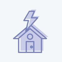 Icon Lightning Striking House. suitable for disasters symbol. two tone style. simple design editable. design template vector. simple symbol illustration vector