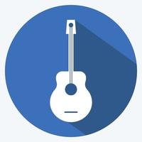 icono de guitarra. adecuado para símbolo de juguete. estilo de sombra larga. diseño simple editable. vector de plantilla de diseño. ilustración de símbolo simple