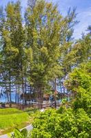 vista de la playa de nai thon naithon detrás de los árboles phuket tailandia. foto