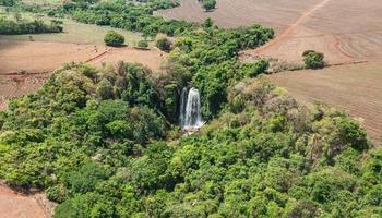 Aerial drone view of top waterfall. photo