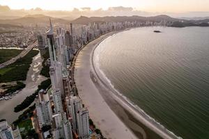 Aerial of Balneario Camboriu, Santa Catarina, Brazil at sunset. photo