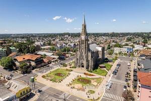 Aerial view of Canela, Rio Grande do Sul, Brazil. Church Matriz de Nossa Senhora de Lourdes. photo