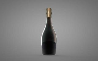 Alcohol, tincture, balsam, whiskey, cognac, brandy, wine, beer, oil, water, black bottle on white background. 3D render. Mock up for you design. photo