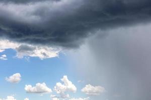 Rain cloud. Weather change. Different climatic situations in a single image.
