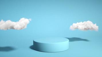 Blue podium with cloud on blue background. Product display stand. Insert your product. Father's Day. 3d rendering. photo