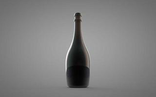 Alcohol, tincture, balsam, whiskey, cognac, brandy, wine, beer, oil, water, black bottle on white background. 3D render. Mock up for you design. photo