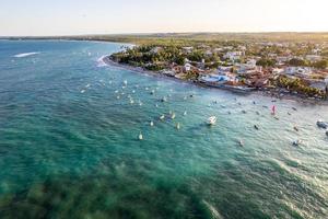 Aerial view of Porto de Galinhas beaches, Pernambuco, Brazil. Natural pools. Fantastic vacation travel. Great beach scene. photo