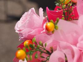 pink rose flower beautiful bouquet artificial Handmade background