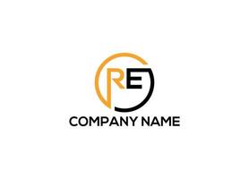 RE Letter Logo Design with Creative Modern initial icon template vector