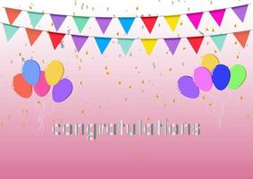 graphics festival flag multicolor for decorative happy and text congratulation for backdrop background vector