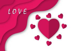 graphics style papercut with symbol heart concept valentines day for card vector illustration