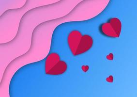 corte de papel de estilo gráfico con concepto de corazón de símbolo día de san valentín para ilustración de vector de tarjeta