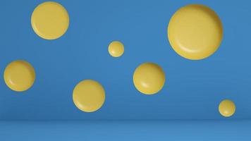 3d rendering podium minimal blue and yellow background scene, minimal abstract background photo