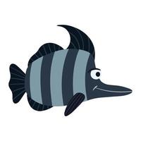 Sea fish. Cute underwater character.  A tropical underwater aquatic creature. Vector illustration on a white background in cartoon style.