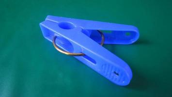 photo of a blue plastic clothespin