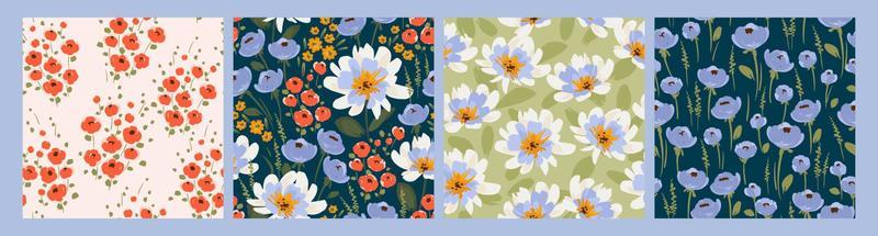 Floral seamless patterns. Vector design for paper, cover, fabric, interior decor and other use