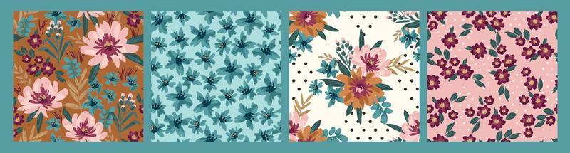 Floral seamless patterns. Vector design for paper, cover, fabric, interior decor and other use