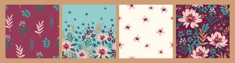 Floral seamless patterns. Vector design for paper, cover, fabric, interior decor and other use