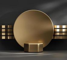 Fondo de presentación de producto de podio de plataforma de oro abstracto de representación 3d