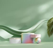 Abstract Minimal Modern Platform Podium with Plant Product Presentation and Showcase Background 3D Rendering photo