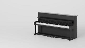 piano negro clásico sobre fondo blanco. representación 3d