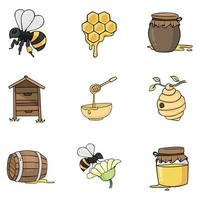 Bee honey set in drawing style vector