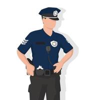 Police man in modern flat style, simple people concept on white background. vector