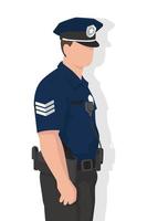 Police man in modern flat style, simple people concept on white background. vector