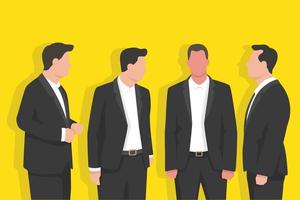 businessmen talking in modern flat style vector illustration, meeting, teamwork concept, working in office.