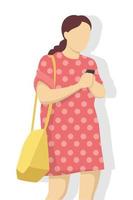 Woman in modern style vector illustration, simple flat shadow isolated on white background.