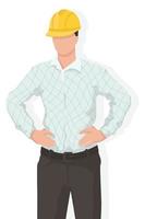 Engineer  in modern style vector illustration, business person simple flat shadow isolated on white background.