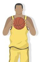 Basketball player in modern style vector illustration, sport man simple flat shadow isolated on white background.