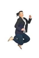 Jumping happy business woman photo