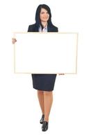 Business woman holding banner photo