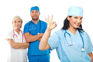 Doctor woman showing okay sign photo